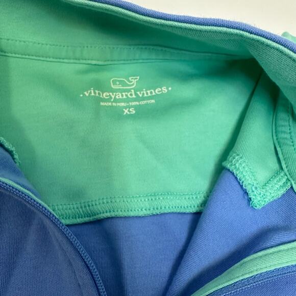 Vineyard Vines Women's 1/4 Zip Pullover XS Blue/Green Whale Logo - Picture 7 of 11